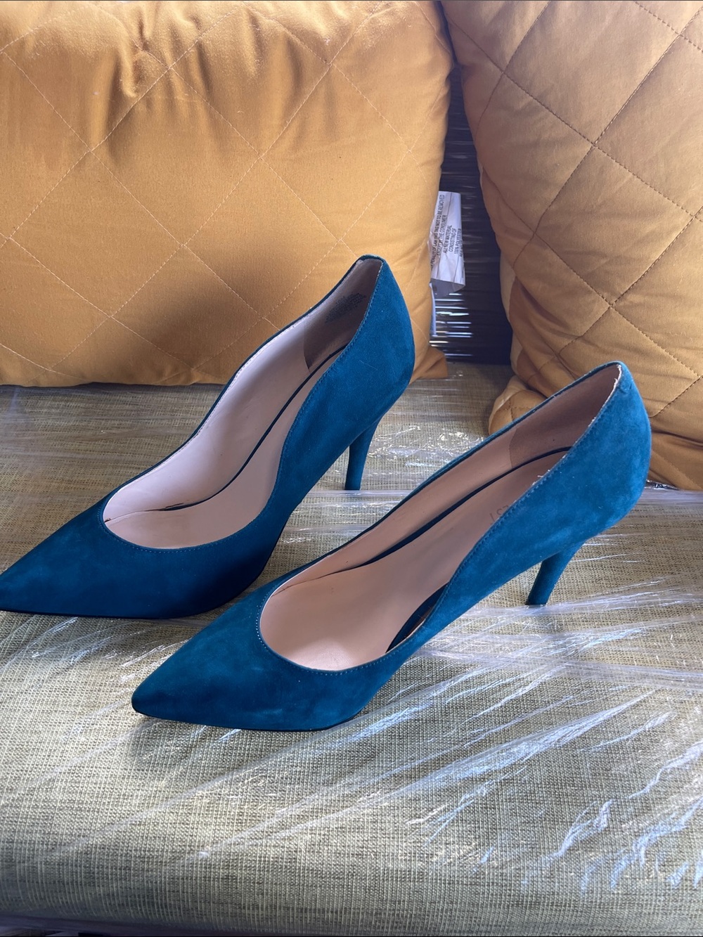 Nine West Teal Blue Suede Pointed-Toe Pumps - Picture 9 of 9